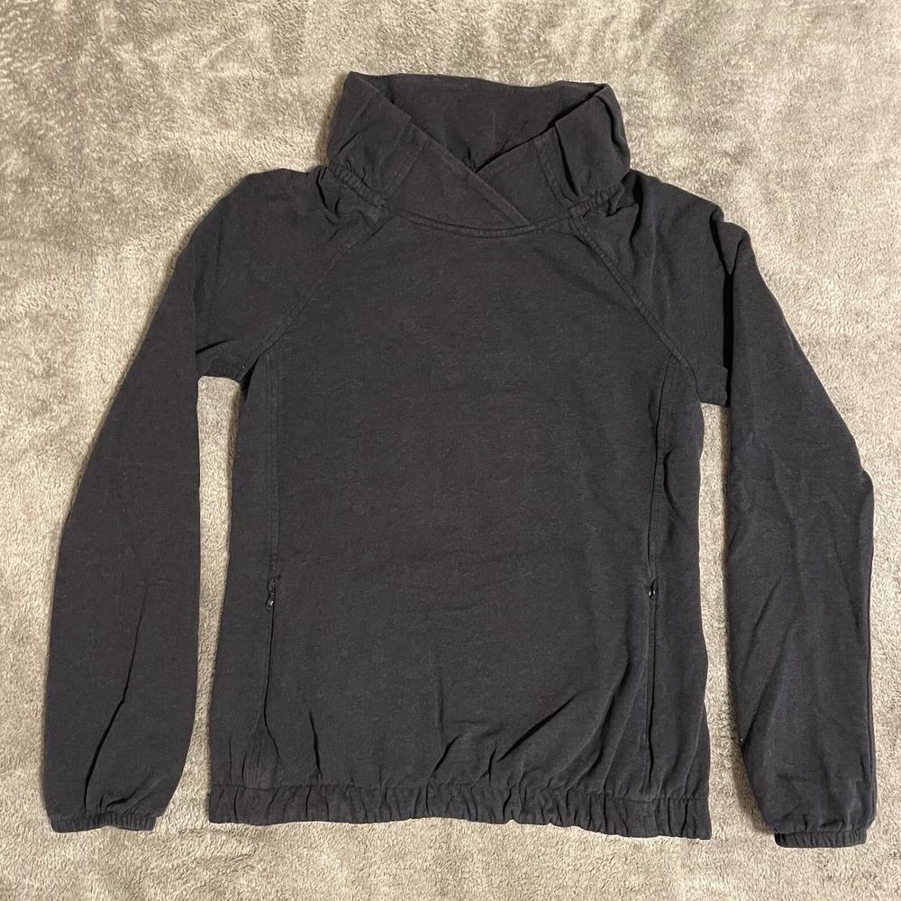 Lululemon Women's Sz 4 After All Cowl Neck Funnel Pullover Sweatshirt Blue-Gray